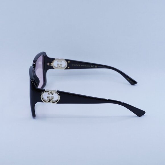 🕶️ New Gucci GG1692S 006 Sunglasses - Black Frame, /Pink with GG Pattern Lenses - Picture 11 of 13